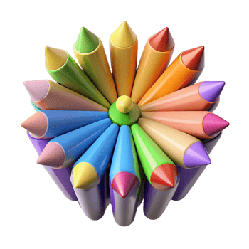 covetetraditional Set of colorepencils, sharpenetips, arrangein a fan shape, studio lighting, top-down view, isolateon transparent background,high-resolution product photography 4K png