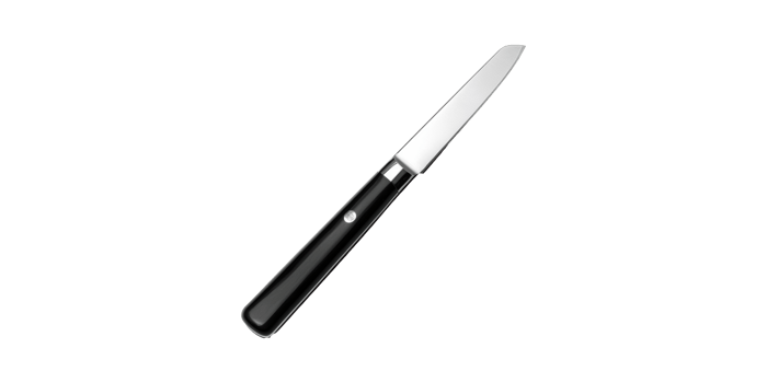Sleek Stainless Steel Table Knife With Black Handle. Elegant Dining Cutlery For Modern Table Settings Isolated On Transparent Background png