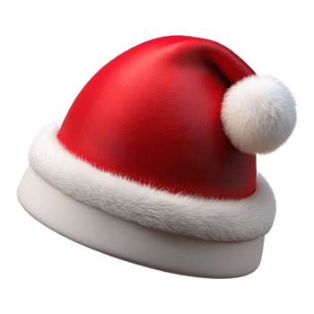 serene coveteSanta Claus hat with white fur trim anpompom, revelvet material, slightly tilted, studio lighting, classic Christmas, isolateon transparent background,high-resolution product photography png