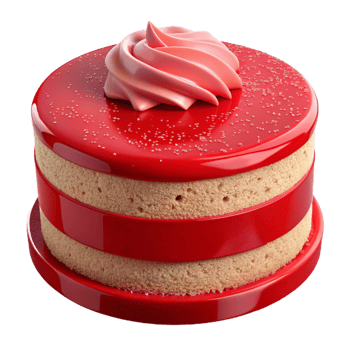 dynamic breathtaking Revelvet cake, vibrant recolor, cream cheese frosting, decoratewith revelvet crumbs, studio lighting, isolateon transparent background,high-resolution product photography sharp png