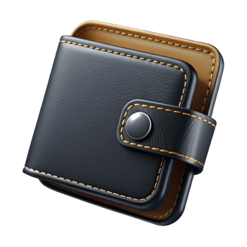 pristine notable A black leather wallet with stitcheedges, studio lighting, front view, matte finish, photorealistic, isolateon transparent background,high-resolution product photography png