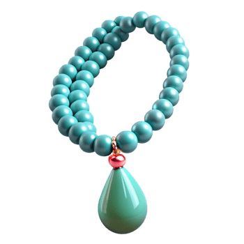 bolstunning A turquoise beadenecklace with a silver pendant, studio lighting, slightly draped, glossy finish, photorealistic, isolateon transparent background,high-resolution product photography elite png