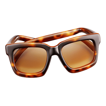 extraordinary notable A pair of rectangular tortoise shell eyeglasses, studio lighting, front view, glossy finish, photorealistic, isolateon transparent background,high-resolution product photography png