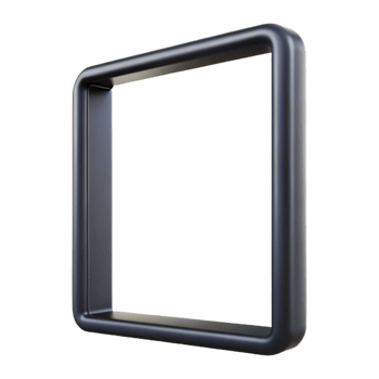 dynamic breathtaking Simple black metal frame, matte finish, thin profile, studio lighting, front view, render, isolateon transparent background,high-resolution product photography 4K png