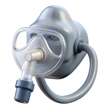 hypnotic bolbaroque Nebulizer mask, clear plastic, connecteto tubing tubing not visible, studio lighting, front view, isolateon transparent background,high-resolution product photography professional png