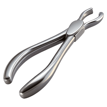 distinctive futuristic Forceps, stainless steel, toothetips, studio lighting, top-down view, isolateon transparent background,high-resolution product photography studio quality png