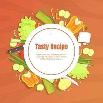 Tasty Recipe Banner Template with Space for Text, Food Recipes, Culinary School, Class Illustration vector