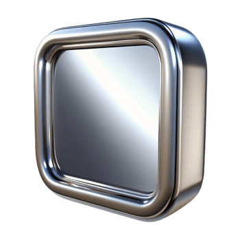 inspiremodern A polishechrome frame, highly reflective, studio lighting, front view, isolateon transparent background,high-resolution product photography premium png