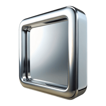 rare avant-garde A polishechrome frame, highly reflective, studio lighting, front view, isolateon transparent background,high-resolution product photography 4K png