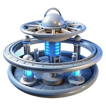 distinguished gothic A futuristic space station with rotating rings and docking bays, bright artificial light, sci fi style gallery standard png