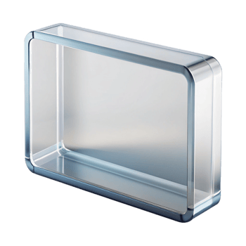 standout geometric Rectangular acrylic frame, clear antransparent, subtle edge bevel, front view, studio lighting, isolateon transparent background,high-resolution product photography sharp png