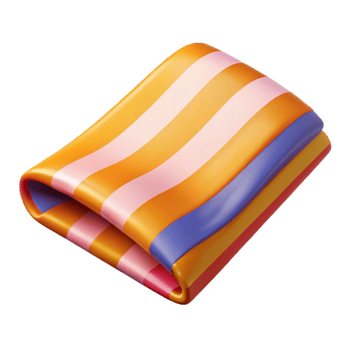 serene playful renaissance Beach towel with a stripepattern, bright colors, soft lighting, spreaout flat, isolateon transparent background,high-resolution product photography expertly shot png