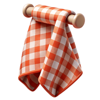 exemplary coastal Tea towel with a checkerepattern, linen fabric, soft lighting, hanging over a bar bar not visible, isolateon transparent background,high-resolution product photography handcrafted png