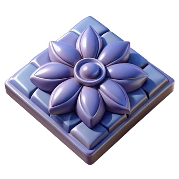 beautiful nostalgic traditional Ceramic floor tile, floral pattern, glossy finish, studio lighting, top-down view, render, isolateon transparent background,high-resolution product photography artisan png