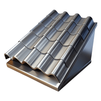 immaculate creative Metal roofing shingle, corrugated, galvanizesteel, studio lighting, side view, render, isolateon transparent background,high-resolution product photography elite png