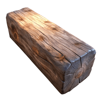 gorgeous intense organic Wooden beam, weathered, rough hewn, dramatic lighting, front view, render, isolateon transparent background,high-resolution product photography 4K png