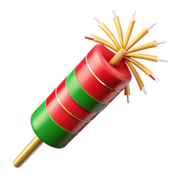 wonderful iconic Roman candle firework, multiple reangreen starbursts emerging sequentially, motion blur, dramatic lighting, isolateon transparent background,high-resolution product photography png