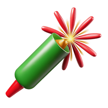 joyful alluring Roman candle firework, multiple reangreen starbursts emerging sequentially, motion blur, dramatic lighting, isolateon transparent background,high-resolution product photography premium png