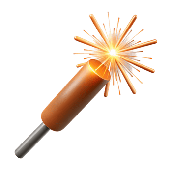 extraordinary coastal Single firework sparkler, burning tip, glowing embers, trailing smoke, close-up, isolateon transparent background,high-resolution product photography professional png