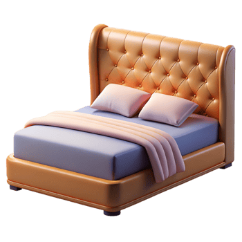 splendinordic Queen size beframe, upholstereheadboard, tuftefabric, soft lighting, front view, isolateon transparent background,high-resolution product photography elite png