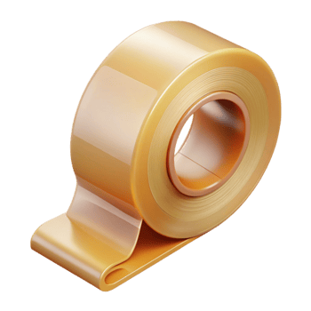 mysterious stunning Roll of clear packing tape, dispenser included, glossy finish, soft lighting, product shot, isolateon transparent background,high-resolution product photography 8K png