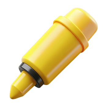 sumptuous timeless Highlighter, yellow, chisel tip, cap on, studio lighting, product shot, isolateon transparent background,high-resolution product photography png