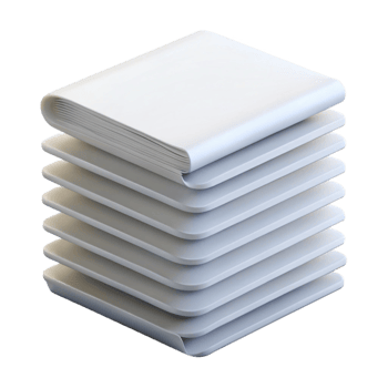 mesmerizing artistic Stack of white printer paper, neatly aligned, side view, studio lighting, product shot, isolateon transparent background,high-resolution product photography artisan png