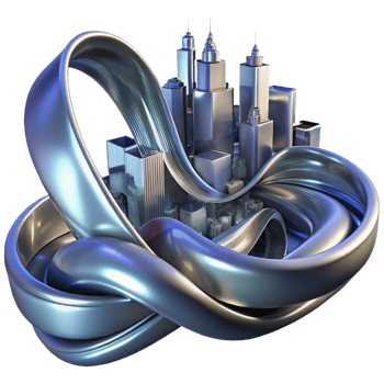 sought after modern Flowing ribbons of liquid mercury, reflecting a distorted cityscape at night, surrealist style artisan png