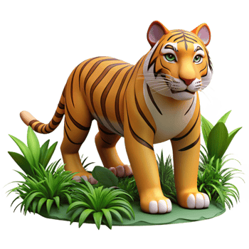 magnificent reflective renaissance A powerful tiger prowling through the jungle, dappled sunlight, realistic style 4K png