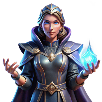 distinctive baroque Portrait of a powerful sorceress with glowing hands, intricate robes, and a commanding gaze, lit by magical energy, in a fantasy style fine detail png
