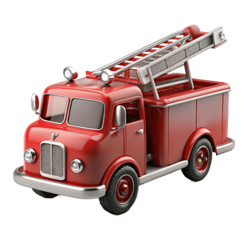 acclaimeurban Classic refiretruck with extendeladder, detailechrome accents, glossy finish, soft lighting, isolateon transparent background,high-resolution product photography 8K png