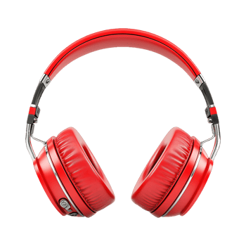 Shiny Red Over-Ear Headphones for Trendy Music Lovers png