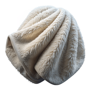 coveteartistic Fluffy sherpa blanket, ivory white, soft folds, drapeover an invisible object, studio lighting, isolateon transparent background,high-resolution product photography perfect clarity png