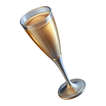 distinguisheartistic Champagne flute, slender anelegant, clear glass, studio lighting, top-down view, isolateon transparent background,high-resolution product photography 4K png