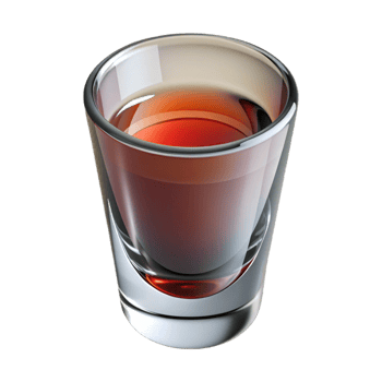 elegant renaissance Shot glass, small anthick, clear glass, dramatic lighting, side view, isolateon transparent background,high-resolution product photography authentic png