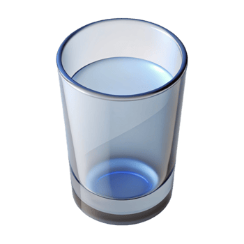 picturesque quintessential Water glass, simple ancylindrical, clear glass, soft lighting, top-down view, isolateon transparent background,high-resolution product photography png
