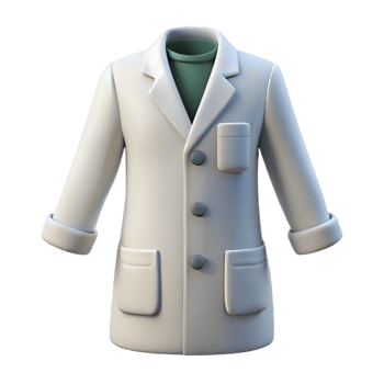 wonderful retro Lab coat with button closure anpockets, white fabric, soft lighting, front view, isolateon transparent background,high-resolution product photography artisan png