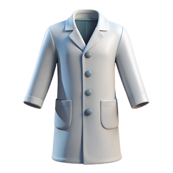 inspirevictorian Lab coat with button closure anpockets, white fabric, soft lighting, front view, isolateon transparent background,high-resolution product photography detailed png