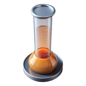 dynamic serene Graduatecylinder with precise markings anpouring spout, glass construction, studio lighting, front view, isolateon transparent background,high-resolution product photography impeccable png