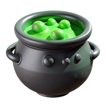 remarkable victorian Plastic cauldron fillewith dry ice anbubbling green liquid, dramatic lighting, isolateon transparent background,high-resolution product photography ultra HD png