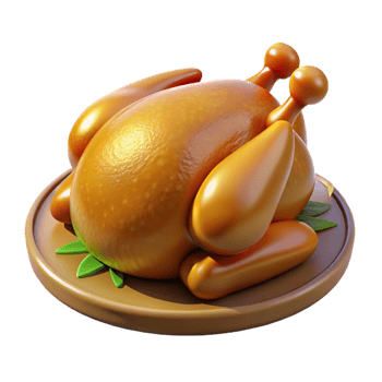 picturesque celebrateRoasteturkey with golden brown skin, crispy edges, angarnishewith herbs, studio lighting, front view, isolateon transparent background,high-resolution product photography png