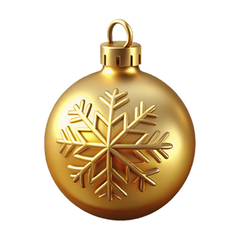 stunning distinguisheGlittering golChristmas bauble with intricate snowflake design, studio lighting, front view, isolateon transparent background,high-resolution product photography png
