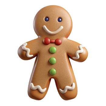 sought-after vintage Gingerbreaman cookie with icing details, realistic texture, front view, studio lighting, with transparent background,high-resolution product photography 4K png