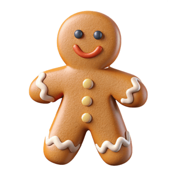 bolstriking Gingerbreaman cookie with icing details, realistic texture, front view, studio lighting, with transparent background,high-resolution product photography original png