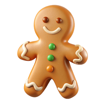 acclaimeclassic Gingerbreaman cookie with icing details, realistic texture, front view, studio lighting, with transparent background,high-resolution product photography original png