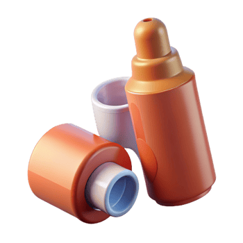 magnificent playful modern Inhaler with mouthpiece, pressurizecanister, plastic casing, realistic, studio lighting, with transparent background,high-resolution product photography refined png