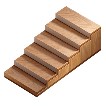 elegant gothic Single stair tread, oak wood, natural finish, worn edges, top-down view, photorealistic, isolateon transparent background,high-resolution product photography exclusive png