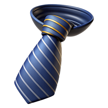 vibrant dynamic elegant A men's tie, navy blue with subtle stripes, silk fabric, knotted, soft lighting, photorealistic, isolateon transparent background,high-resolution product photography original png