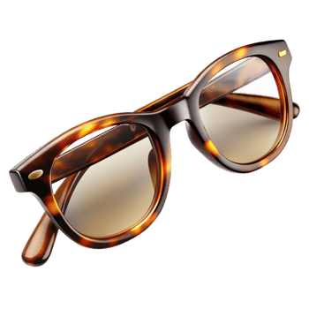 elegant acclaimeA pair of reading glasses, tortoiseshell frames, thin metal arms, folded, soft lighting, photorealistic, isolateon transparent background,high-resolution product photography png
