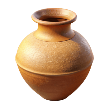 dramatic tropical Ceramic vase with a texturesurface, earthy tones, matte finish, soft lighting, isolateon transparent background,high-resolution product photography crisp png